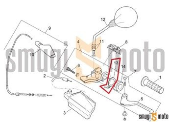 Dżwignia ssania, część stała / wewnętrzna, Aprilia RX 50 '95-04