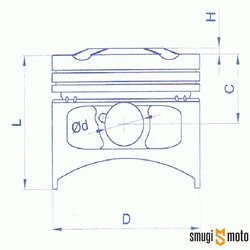 Tłok kompletny Airsal Sport 150cc, d.57,40mm, Yamaha YBR 125 '05-14 / XT 125 R/X '07-08